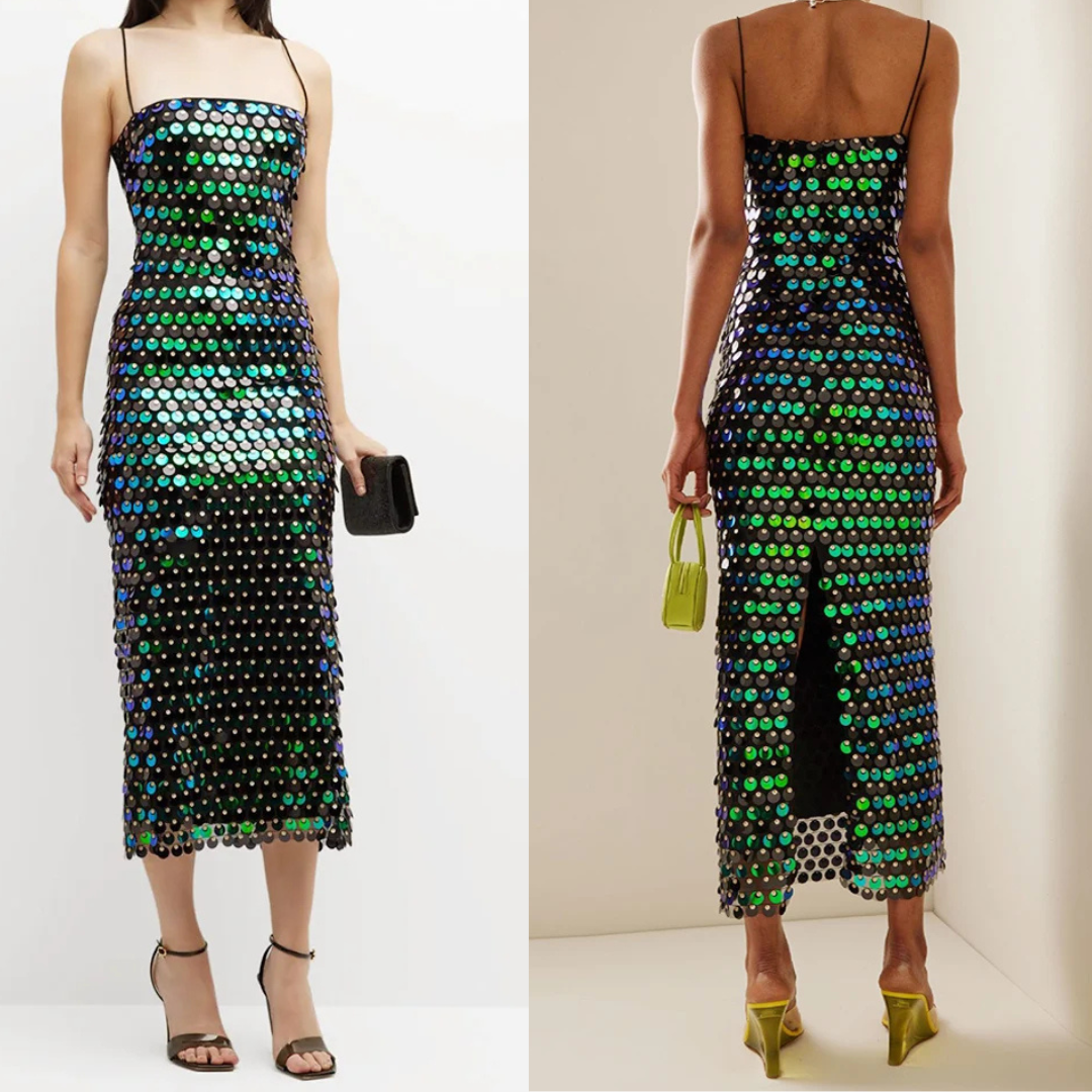 Vestido Midi Paetê Moedas