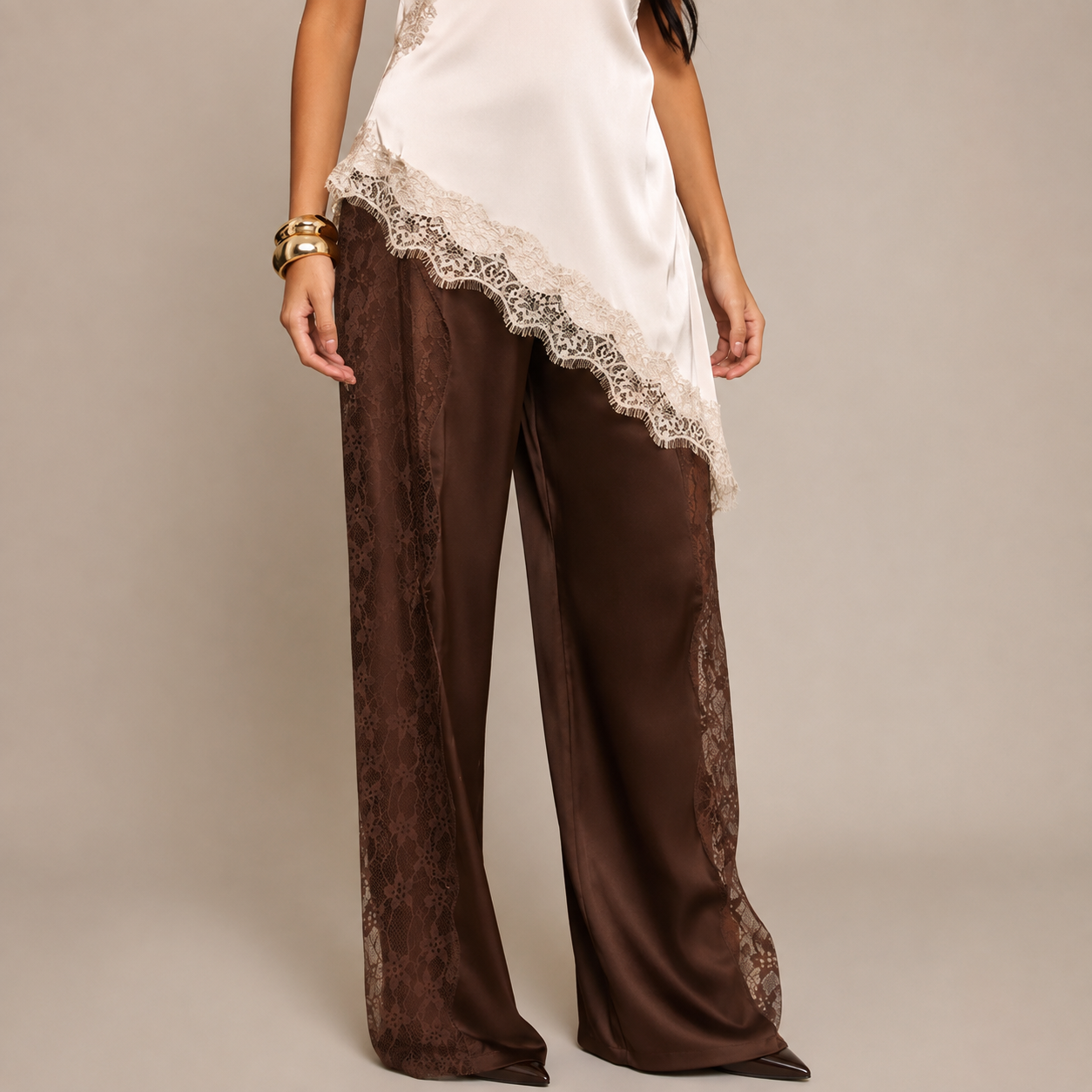 Calça Acetinada Lace Essence - Casual Chic l CAROL ESPAÇO FASHION