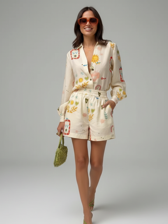Conjunto Feminino Estampa Solar - Sofist l CAROL ESPAÇO FASHION