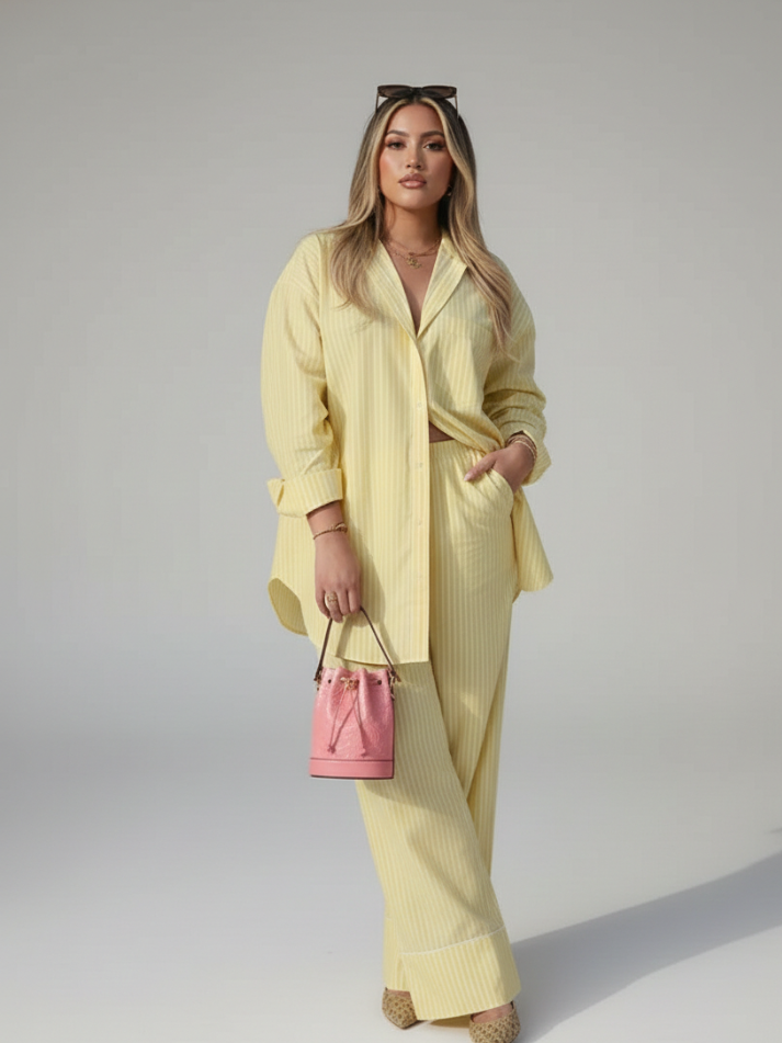 Conjunto Listrado Amarelo Sunny Vibes