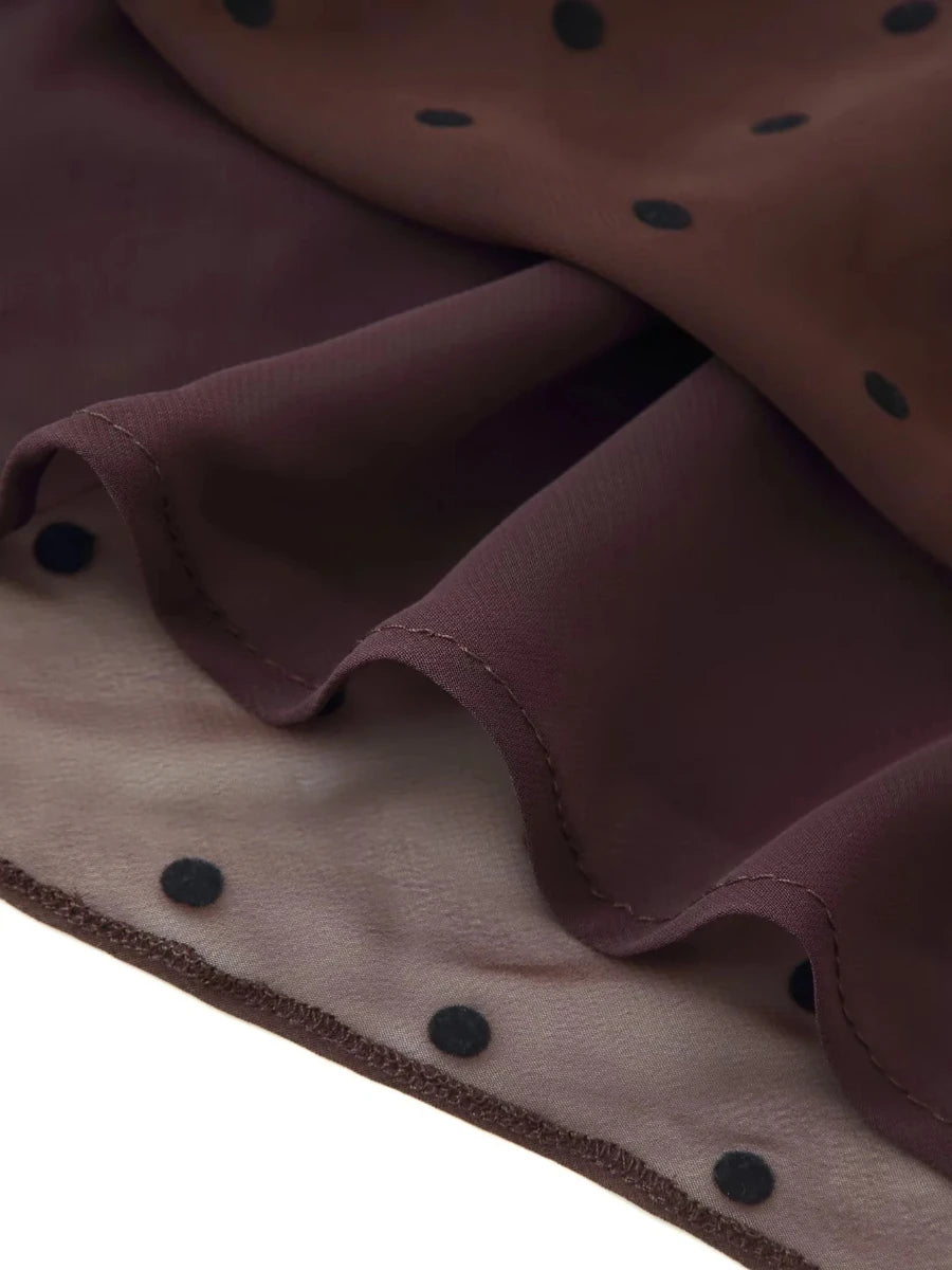 Vestido Longo Poá Choco Elegance