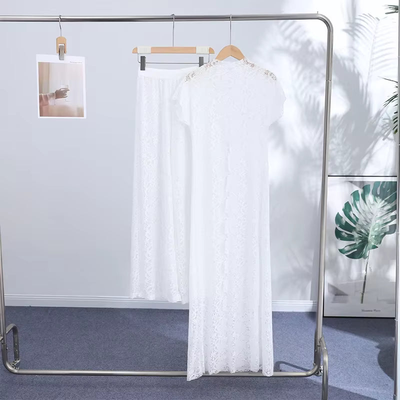 Conjunto em Renda com Blusa e Calça Femme - Moda Resort l CAROL ESPAÇOFASHION