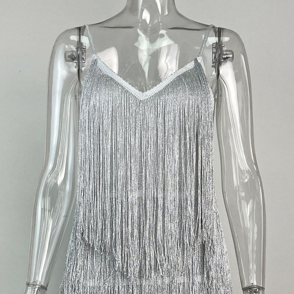 Vestido Curto Backless Franja