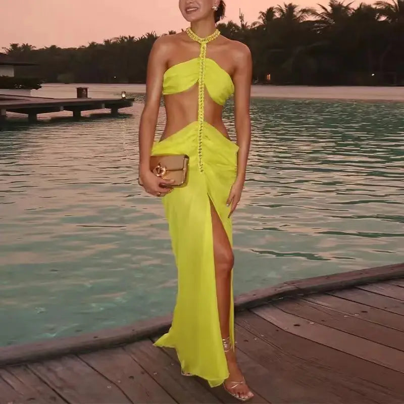 vestido , vestidoamarelolongo ,vestidolongoamarelo