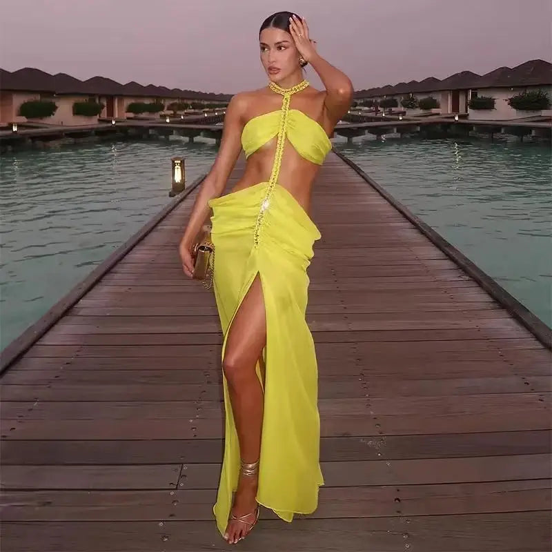 vestido , vestidoamarelolongo ,vestidolongoamarelo