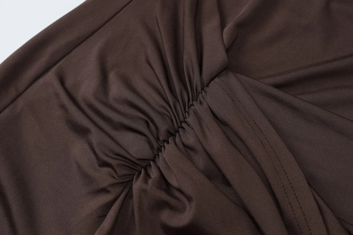 Vestido Longo Drapeado com Fenda