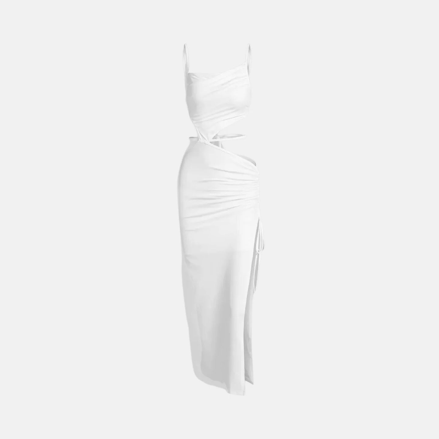 Vestido Longo Alças Finas Recortes nas Laterais Ohanna