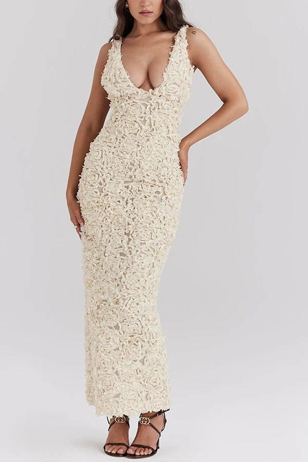 Vestido Festa Off White Flores