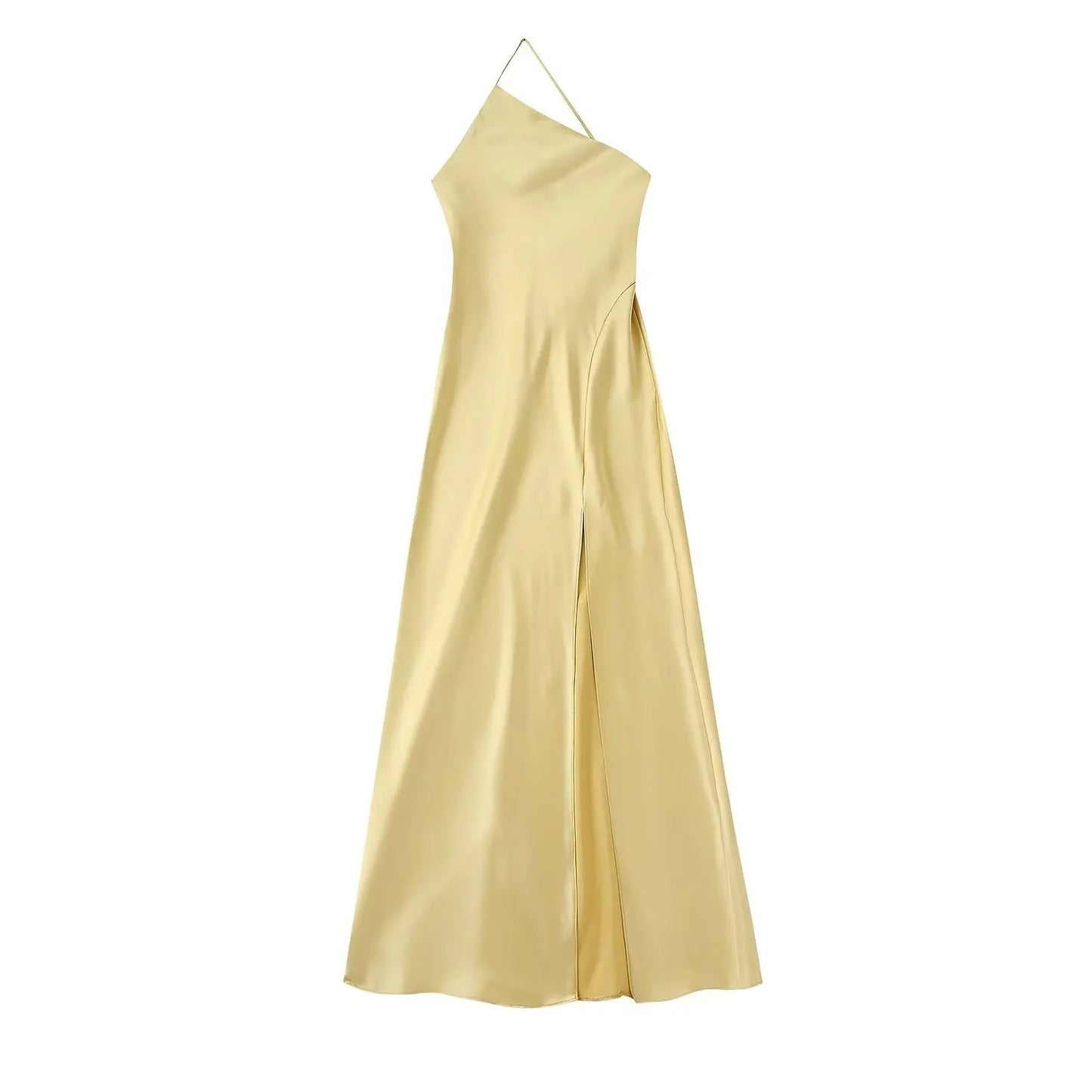 Vestido Longo Seda Amarelo Manteiga