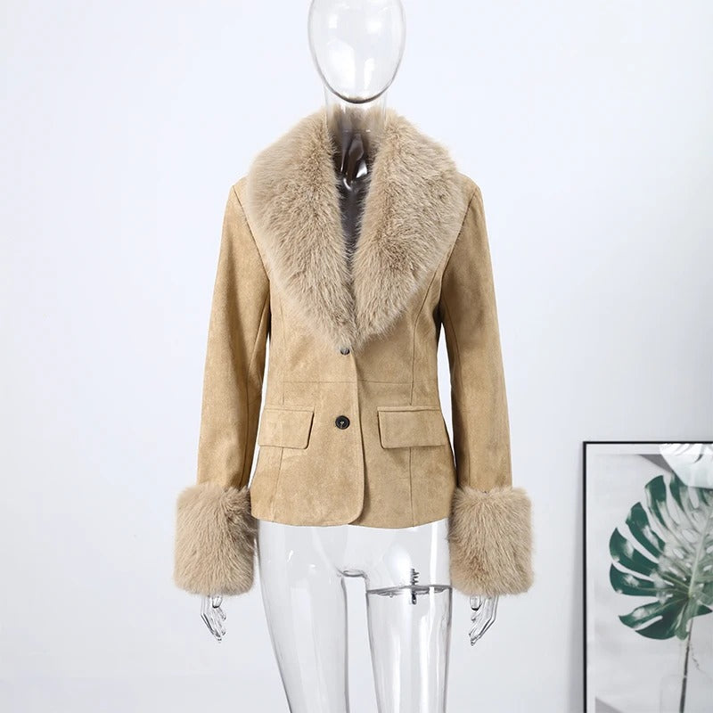 Blazer Faux Fur Champagne - Outono Inverno l CAROL ESPAÇO FASHION