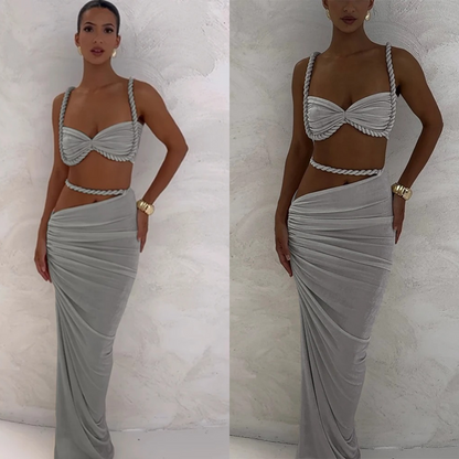 Conjunto Top e Saia Longa Elegância Tropical