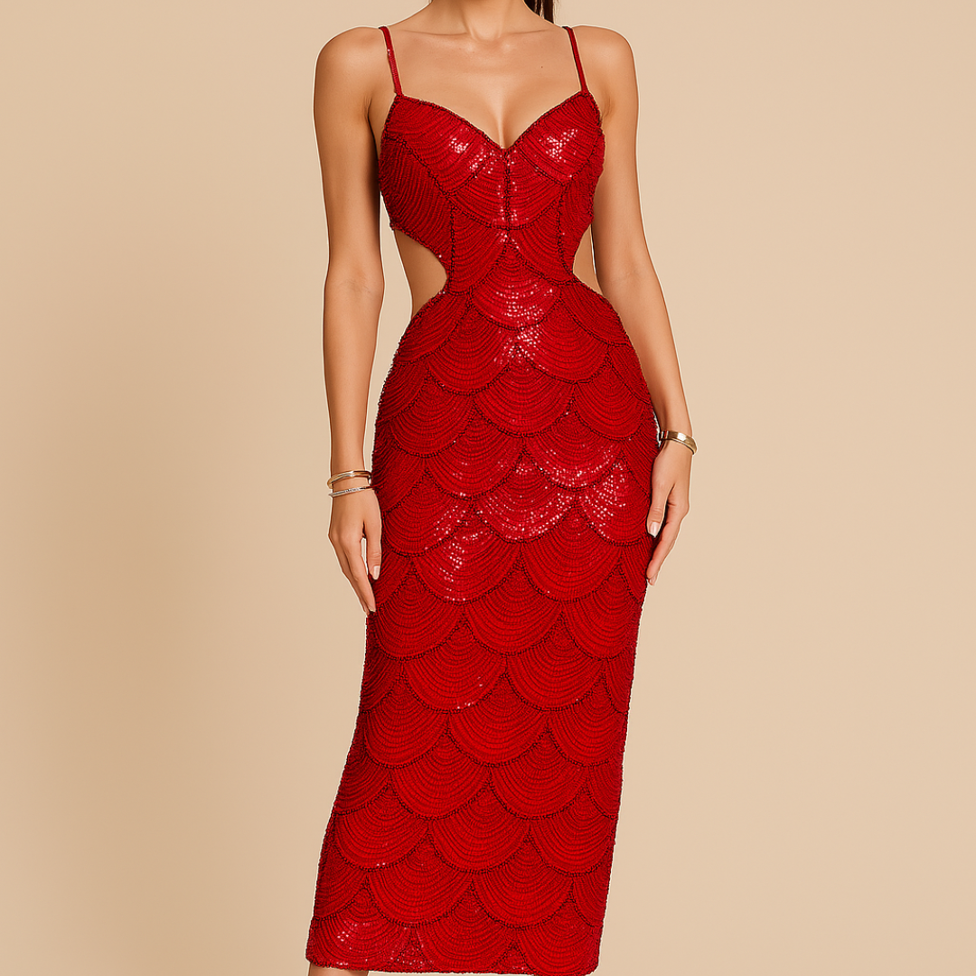 Vestido Midi Pérolas