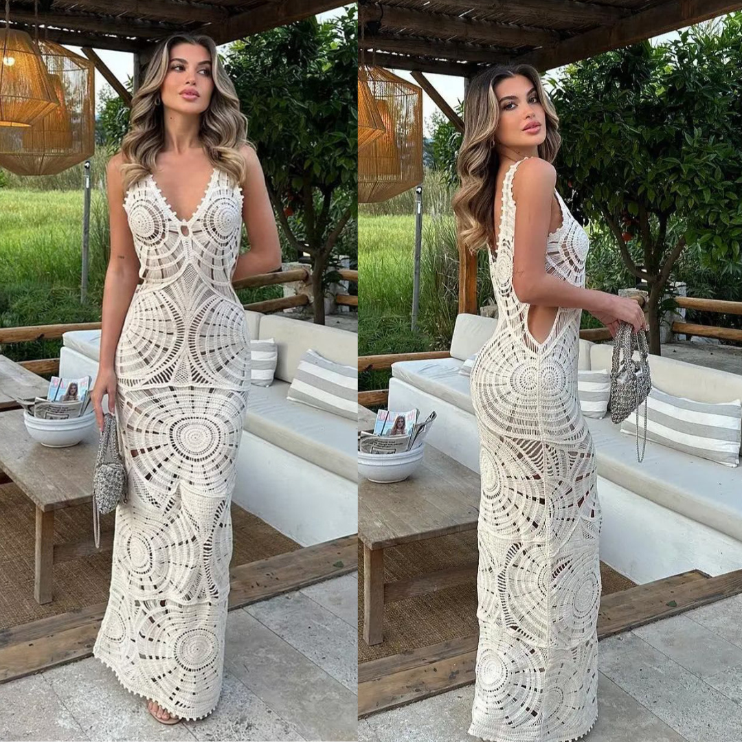 Saida de Praia  Vestido Longo Trico de Linha