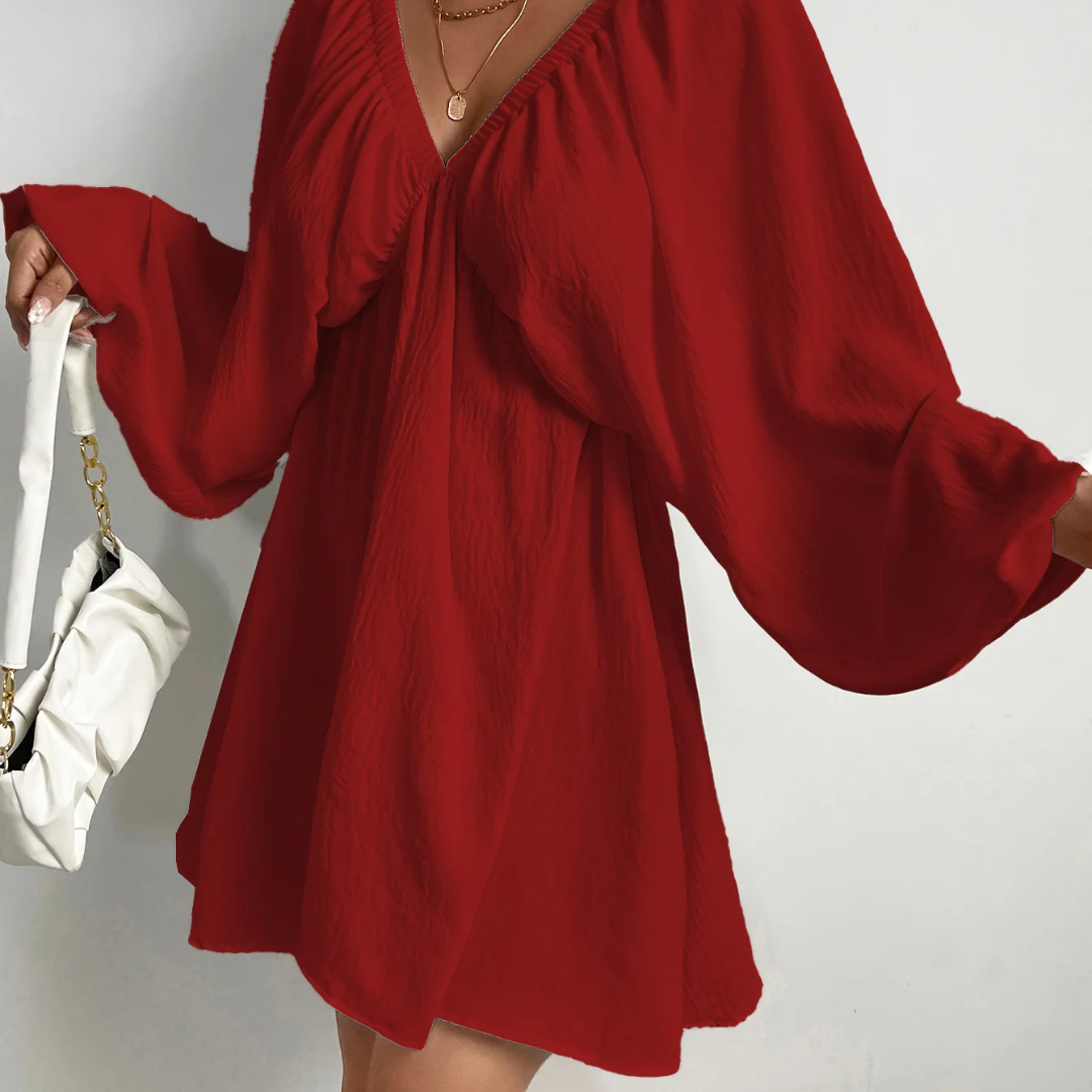 Vestido Curto Manga Bufante