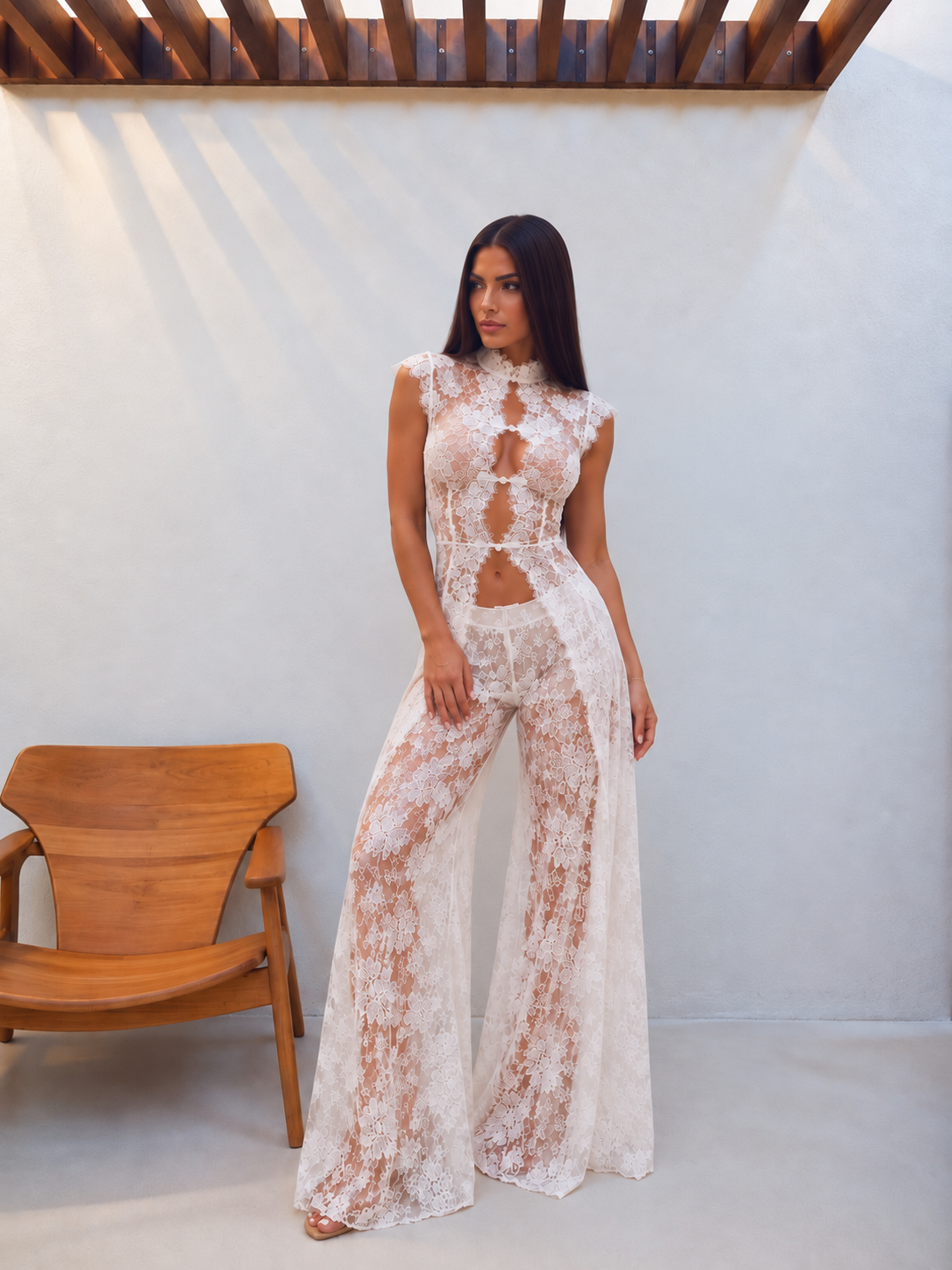 Conjunto em Renda com Blusa e Calça - Moda Festa l CAROL ESPAÇO FASHION