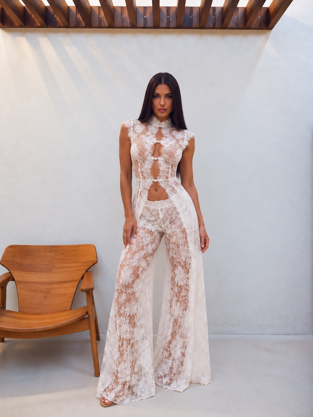Conjunto em Renda com Blusa e Calça - Moda Festa l CAROL ESPAÇO FASHION