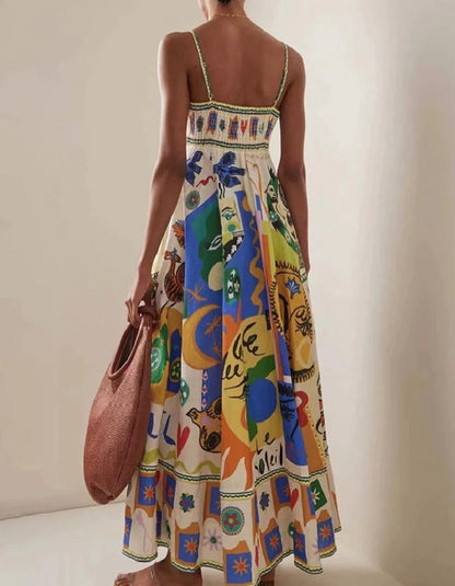 Vestido Longo Estampado de Verão - Moda Elegante l CAROL ESPAÇO FASHION