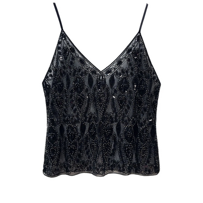 Cropped Transparente com Bordado de Paetês e Alças Finas