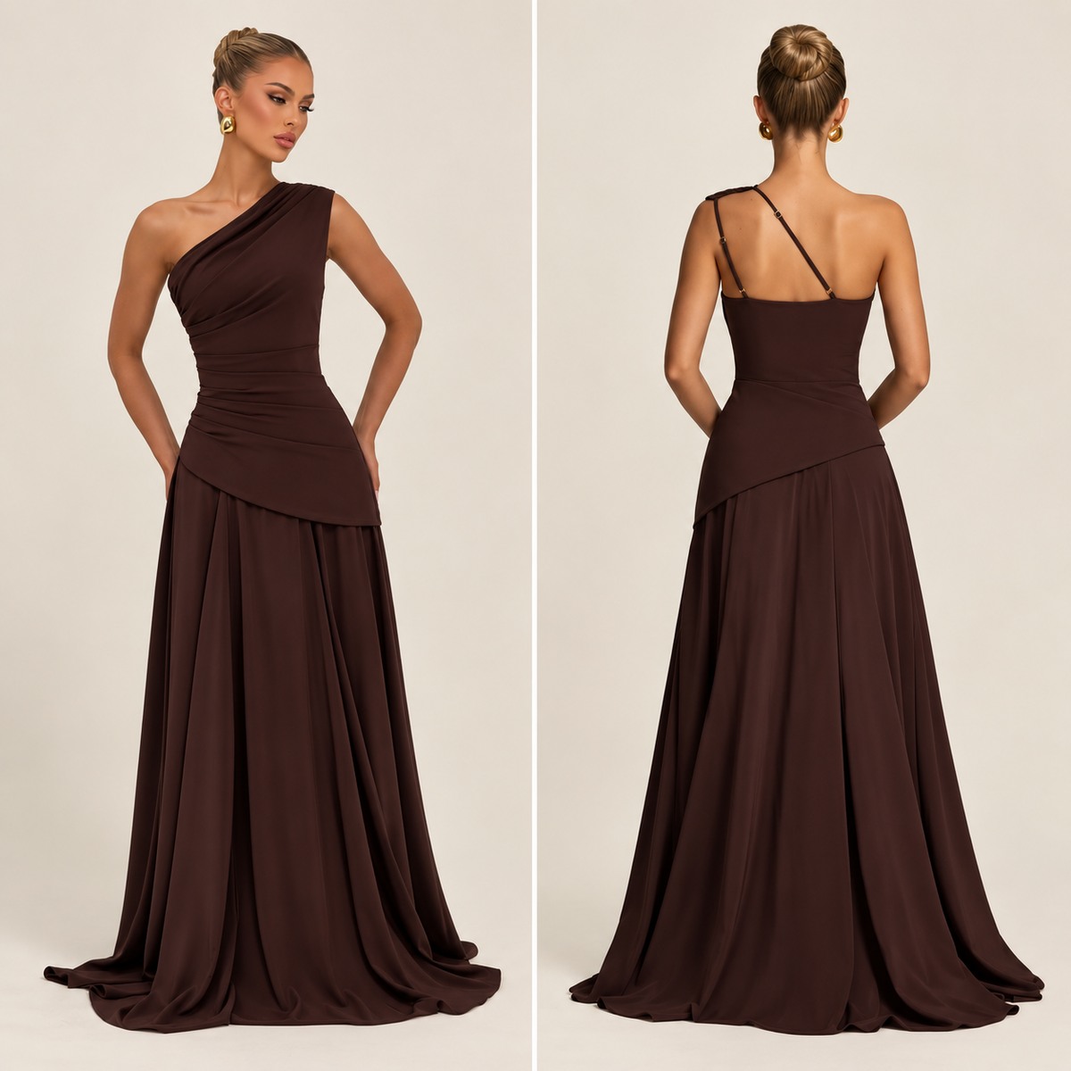 Vestido Longo Elegance One Shoulder - Moda Festa l CAROL ESPAÇO FASHION