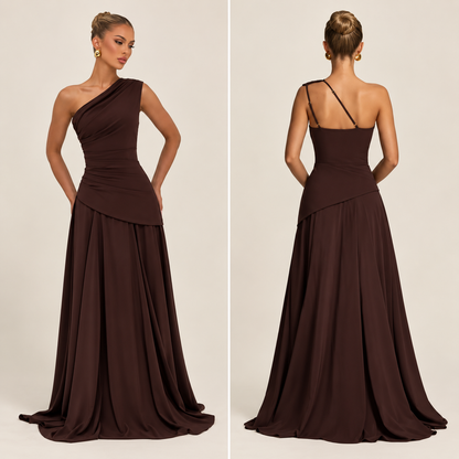 Vestido Longo Elegance One Shoulder - Moda Festa l CAROL ESPAÇO FASHION