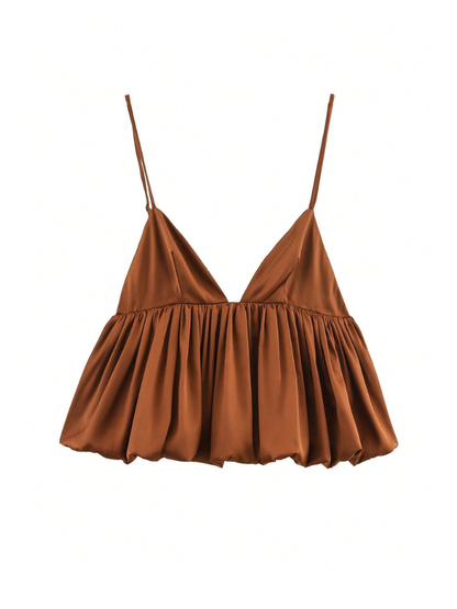 Top Alcinhas Decote Profundo com Babado - Boho l CAROL ESPAÇO FASHION