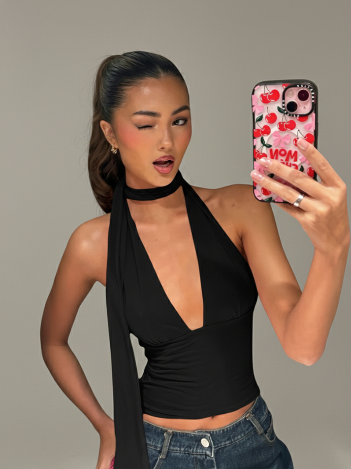 Blusa Decote Gola Choker - Moda Festa l CAROL ESPAÇO FASHION