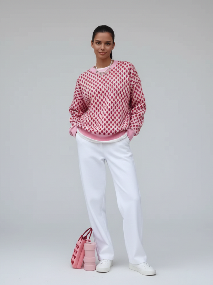 Suéter Oversized Estampa Morangos - Outono Inverno l CAROL ESPAÇO FASHION