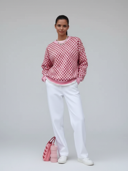 Suéter Oversized Estampa Morangos - Outono Inverno l CAROL ESPAÇO FASHION