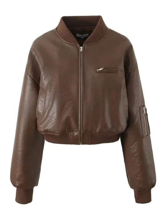 Jaqueta Bomber Couro Sintético Feminina