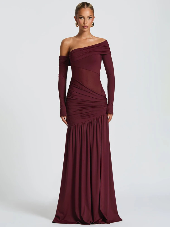 Vestido Longo Off-Shoulder - Moda Festa l CAROL ESPAÇO FASHION