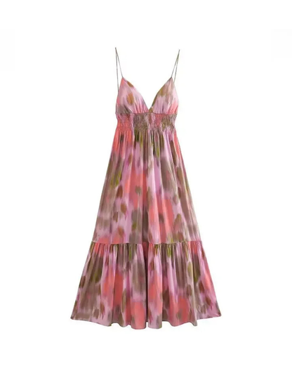 Vestido Longo Floral Alças Finas