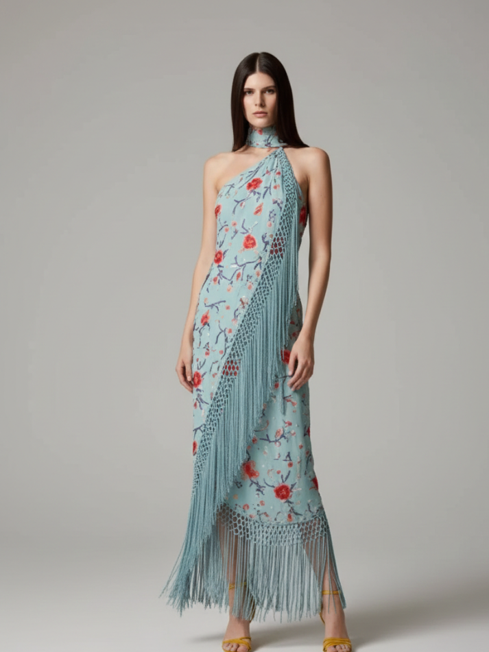 Vestido Riviera Franjado Longo