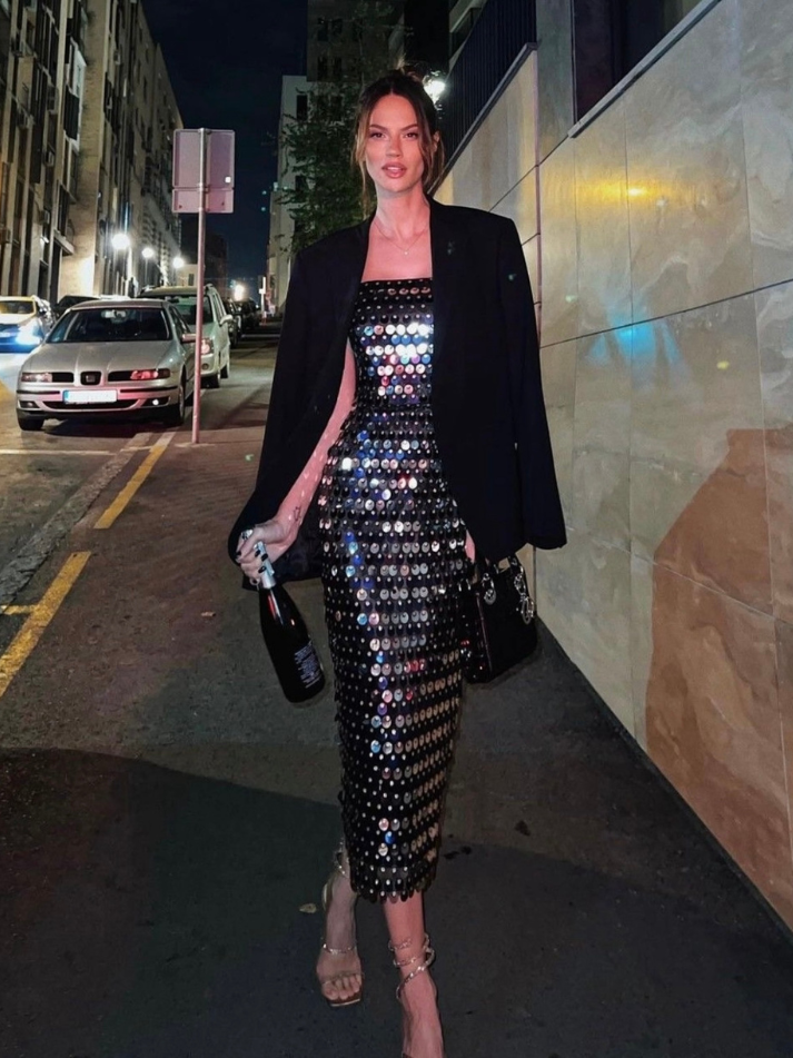 Vestido Midi Paetê Moedas