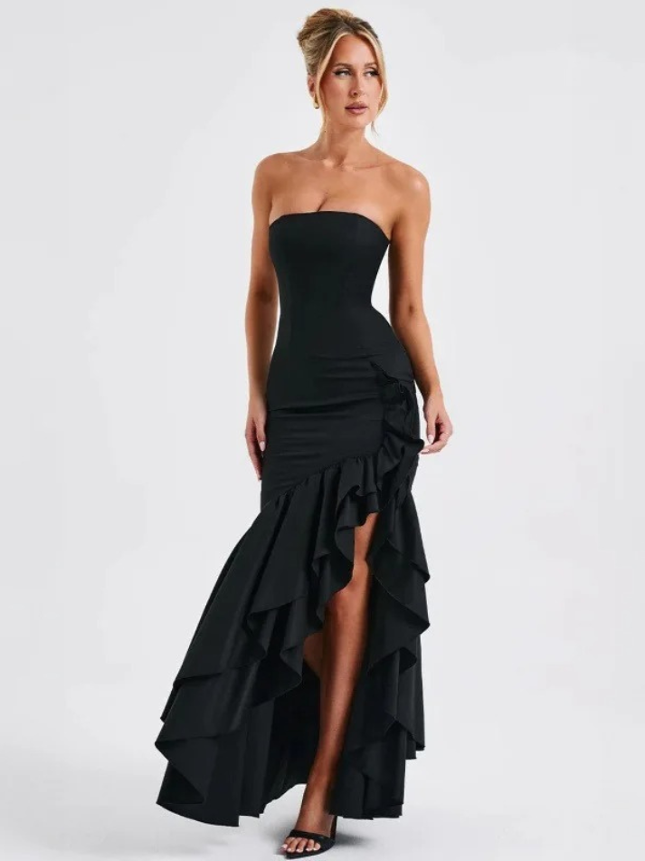 Vestido Longo Elisa Volant - Moda Festa l  CAROL ESPAÇO FASHION