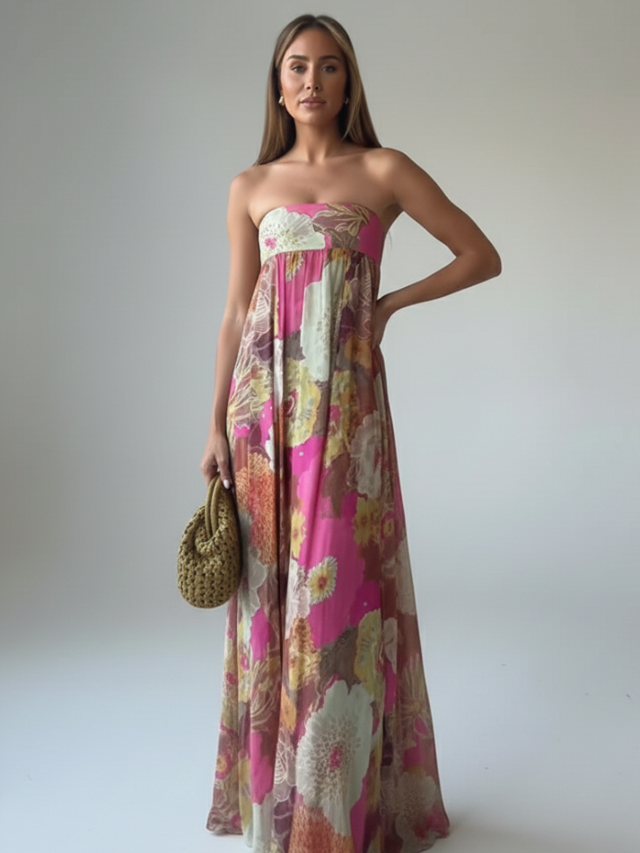 Vestido Longo Fiorella - Moda Praia l CAROL ESPAÇO FASHION