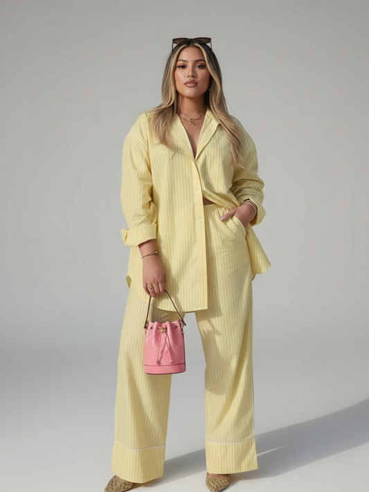 Conjunto Listrado Amarelo Sunny Vibes