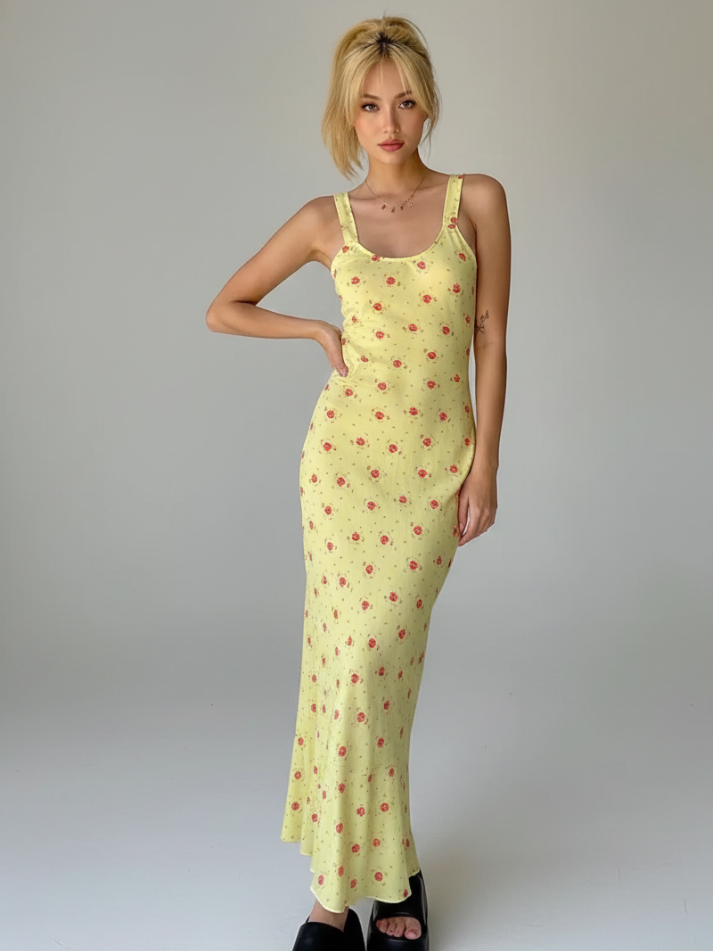Vestido Longo Lemon Bloom - Primavera Verão l CAROL ESPAÇO FASHION