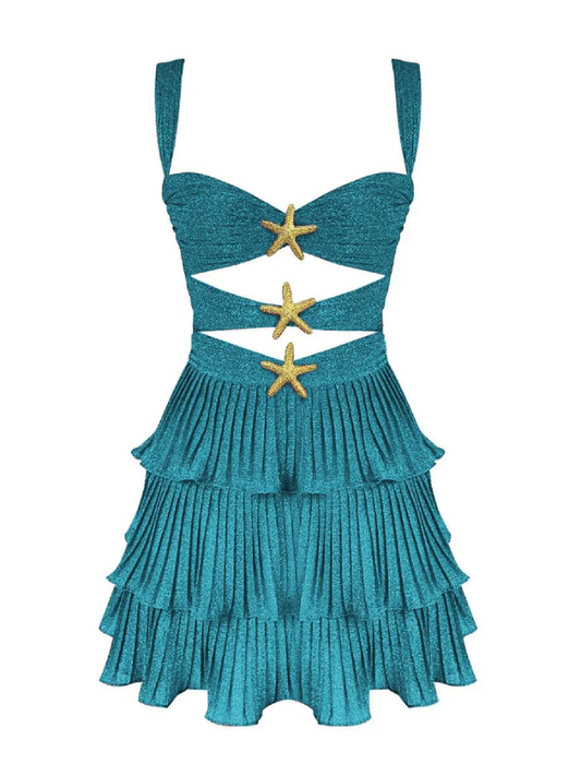 Vestido Godê Camadas Lurex Estrela do Mar