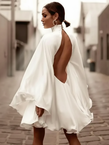 Vestido Curto Poncho Seda Luxo