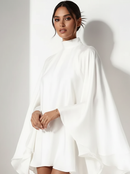 Vestido Curto Poncho Seda Luxo