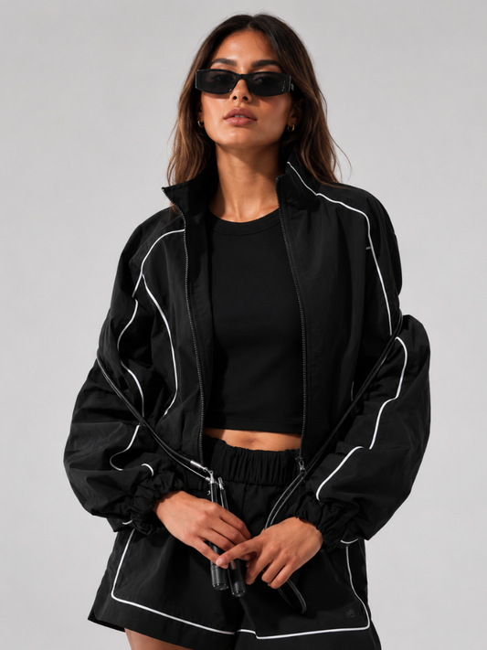 Conjunto Esportivo Feminino com Jaqueta e Short - Outono Invero l CAROL ESPAÇO FASHION