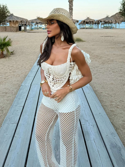 Conjunto Deville Crochê Artesanal Calça Tela Premium