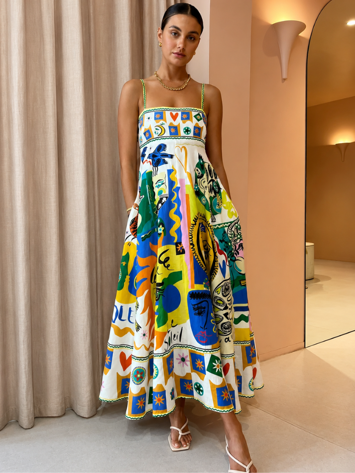 Vestido Longo Estampado de Verão - Moda Elegante l CAROL ESPAÇO FASHION