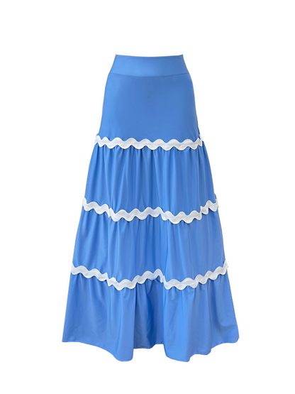 Conjunto Cropped e Saia Longa Ondas do Mar