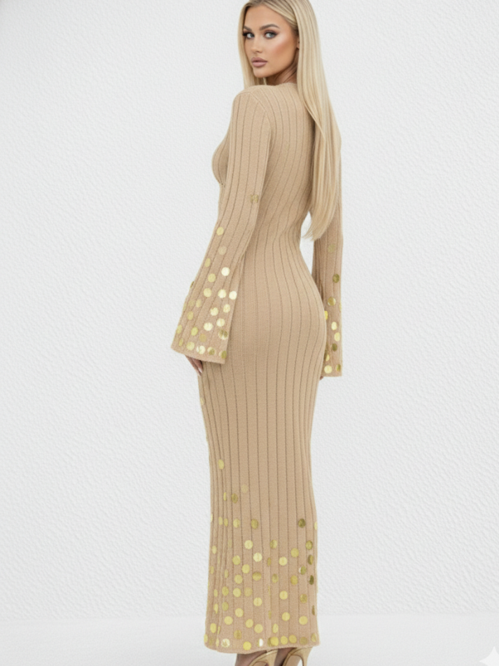 Saída Vestido Longo Glamour Dourado com Paetês - Moda Praia l  CAROL ESPAÇO FASHION