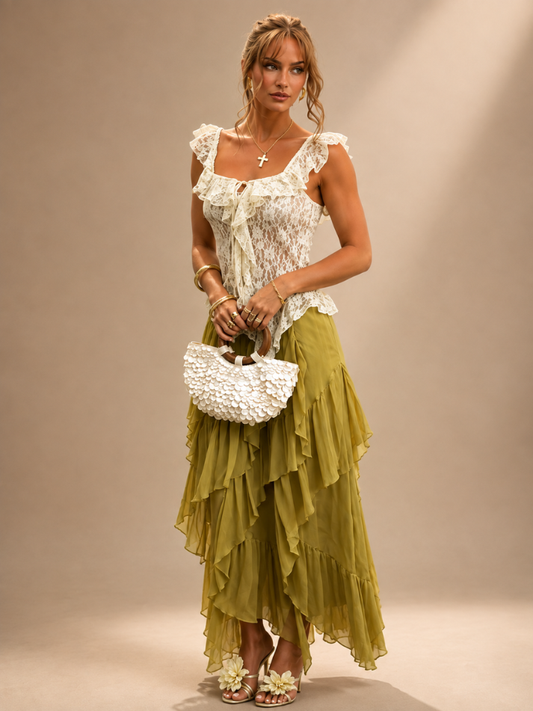 Conjunto Tiered Olive Garden- Moda Praia l CAROL ESPAÇO FASHION