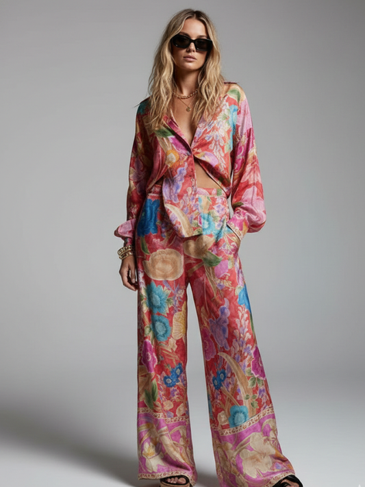 Conjunto Estampado Jardiné - Moda Praia l CAROL ESPAÇO FASHION