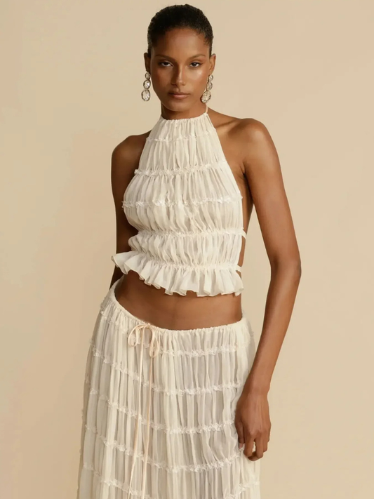 Conjunto Boho Top e Saia Longa - Moda Resort l CAROL ESPAÇO FASHION