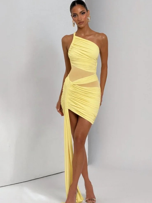 Vestido Curto One-Shoulder Drape "Siren Glow" - Moda Festa l CAROL ESPAÇO FASHION