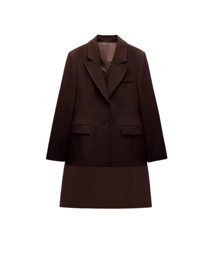 Max Blazer e Saia COFFEE - Alfaiataria l CAROL ESPAÇO FASHION